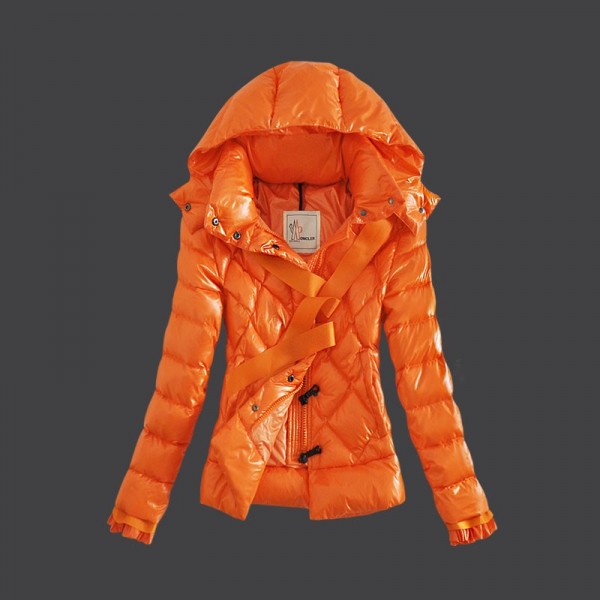 Moncler Donna Giù cappotto cerniera polsini Arancione uscita M1045